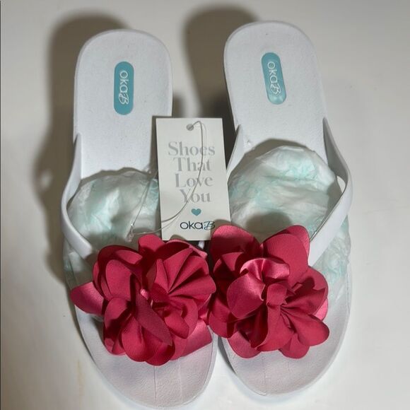 Women's White and Pink Sandals - Picture 1 of 8